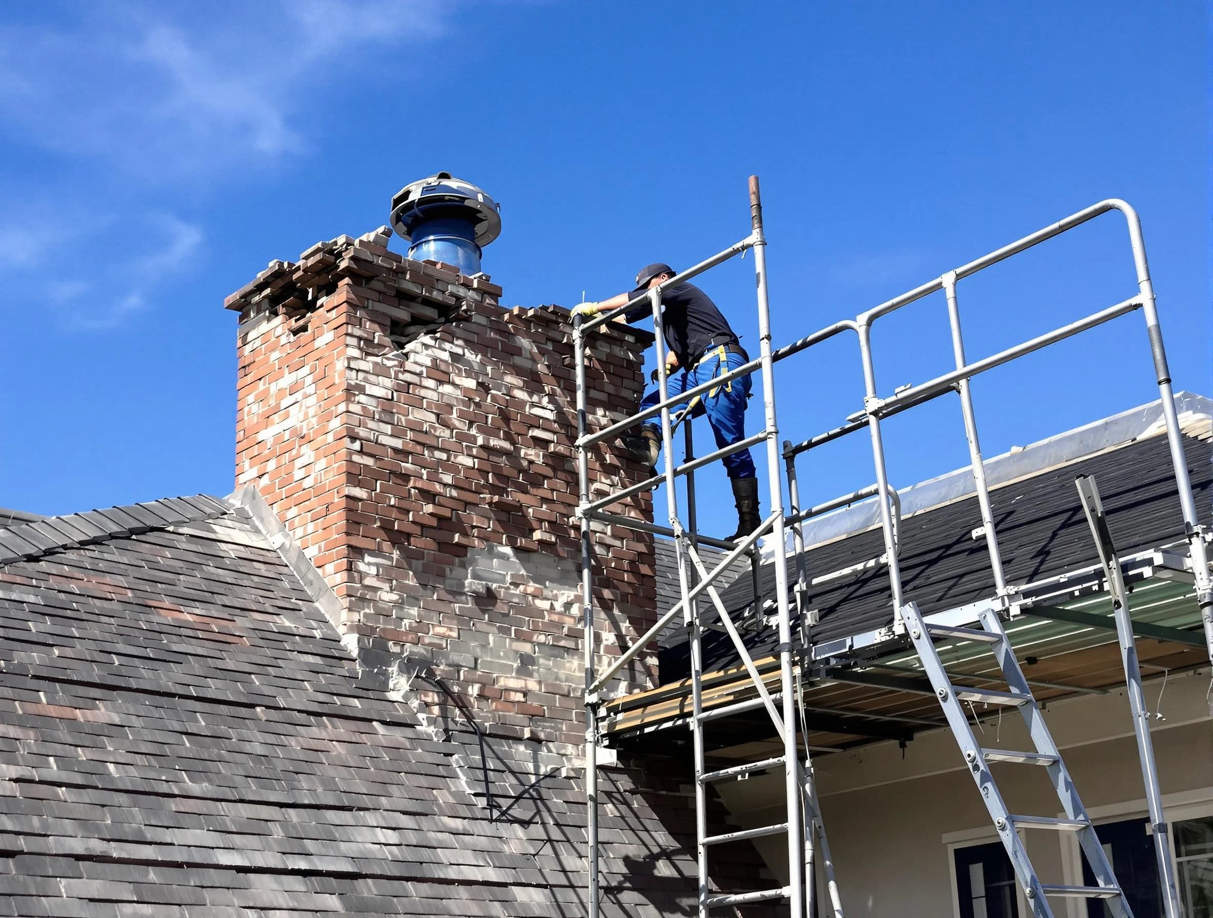 Rebuilding a chimney structure by Castle Rock Chimney Sweep in Castle Rock, CO
