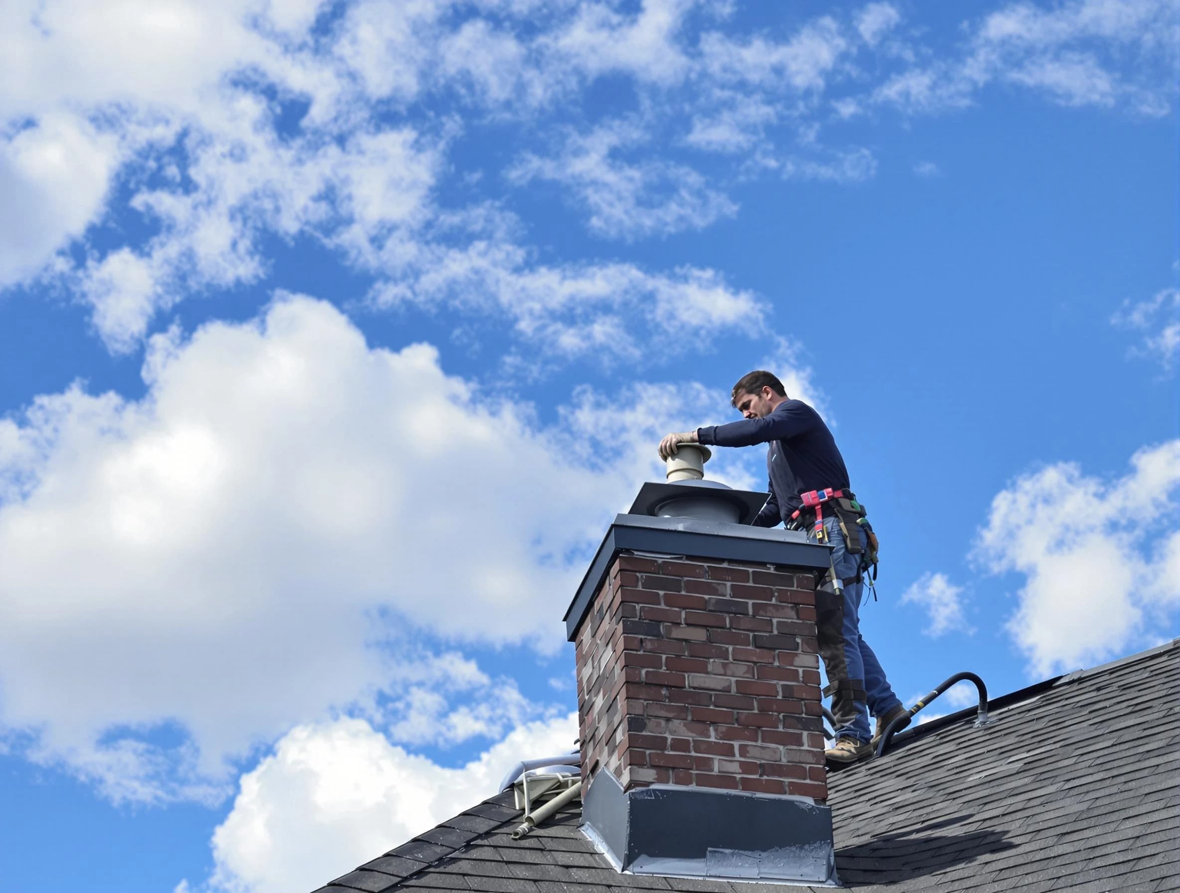 Castle Rock Chimney Sweep installing a sturdy chimney cap in Castle Rock, CO
