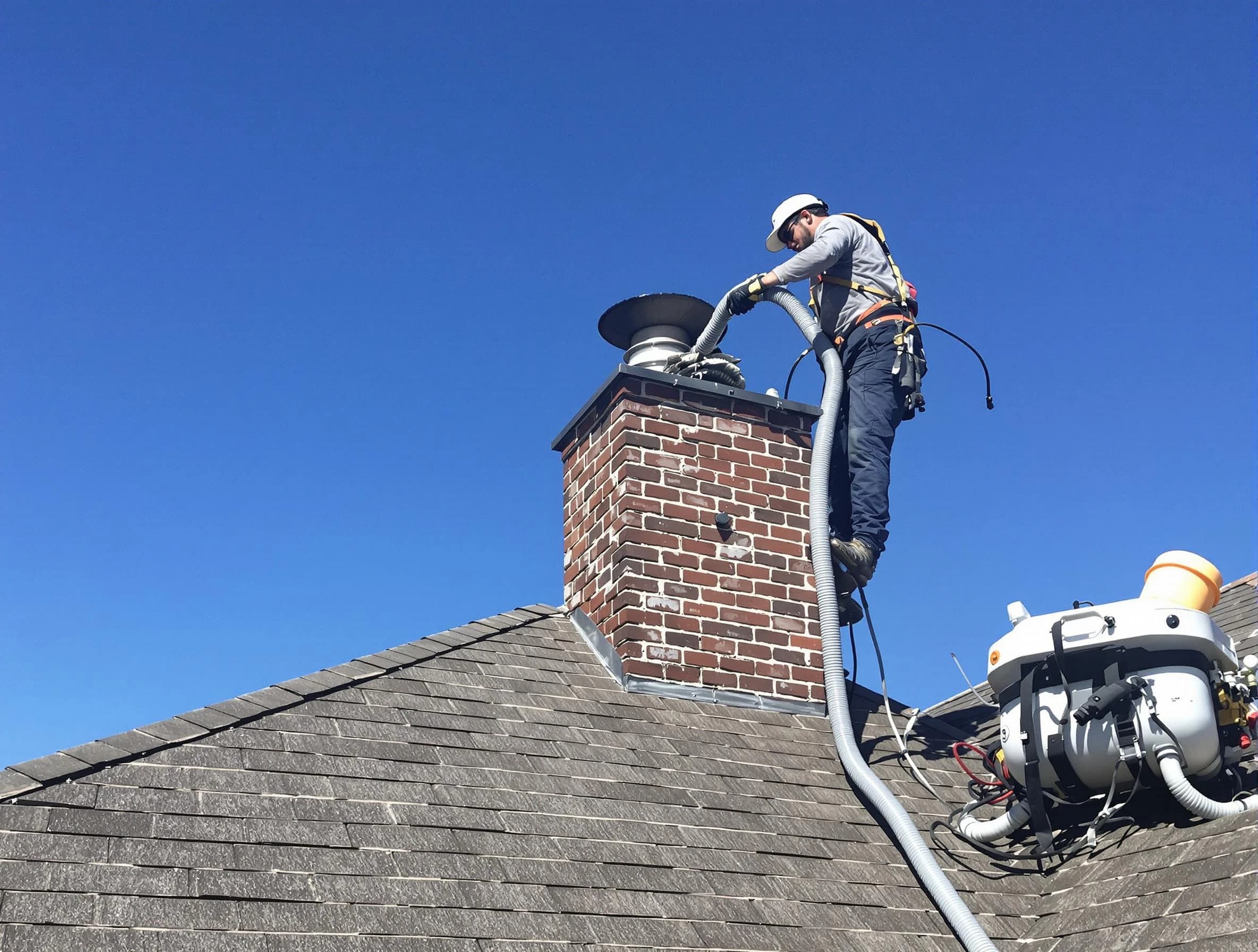 Dedicated Castle Rock Chimney Sweep team member cleaning a chimney in Castle Rock, CO