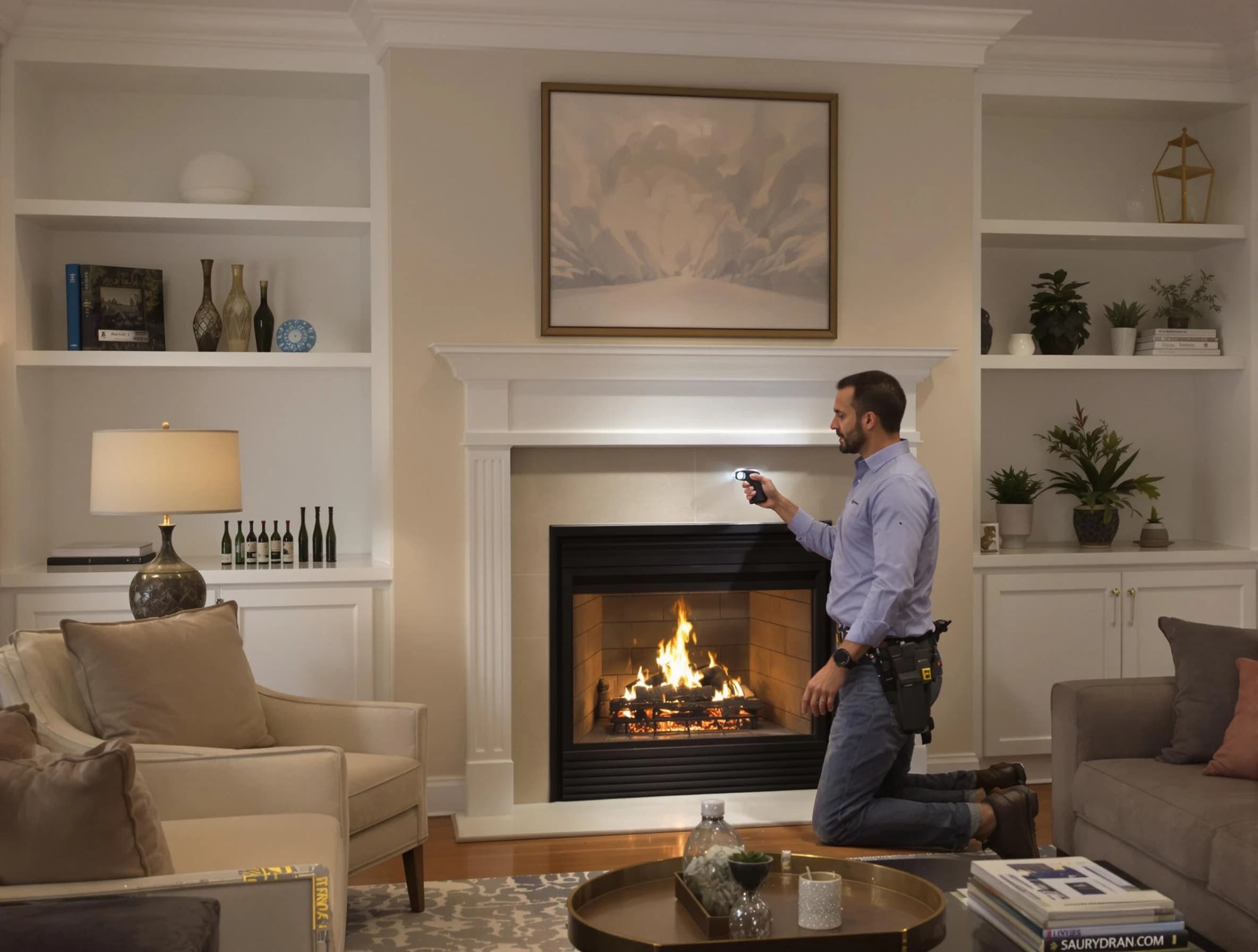 Castle Rock Chimney Sweep conducting a fireplace safety inspection in Castle Rock, CO