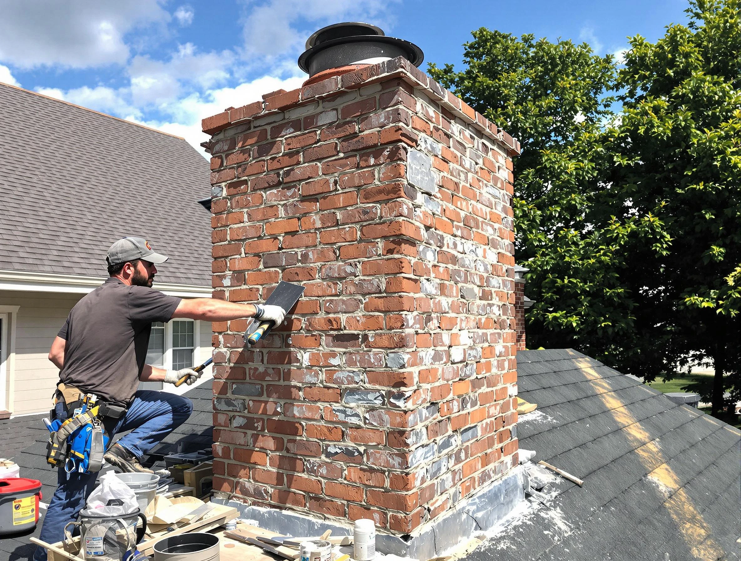 Completed chimney rebuild by Castle Rock Chimney Sweep in Castle Rock, CO
