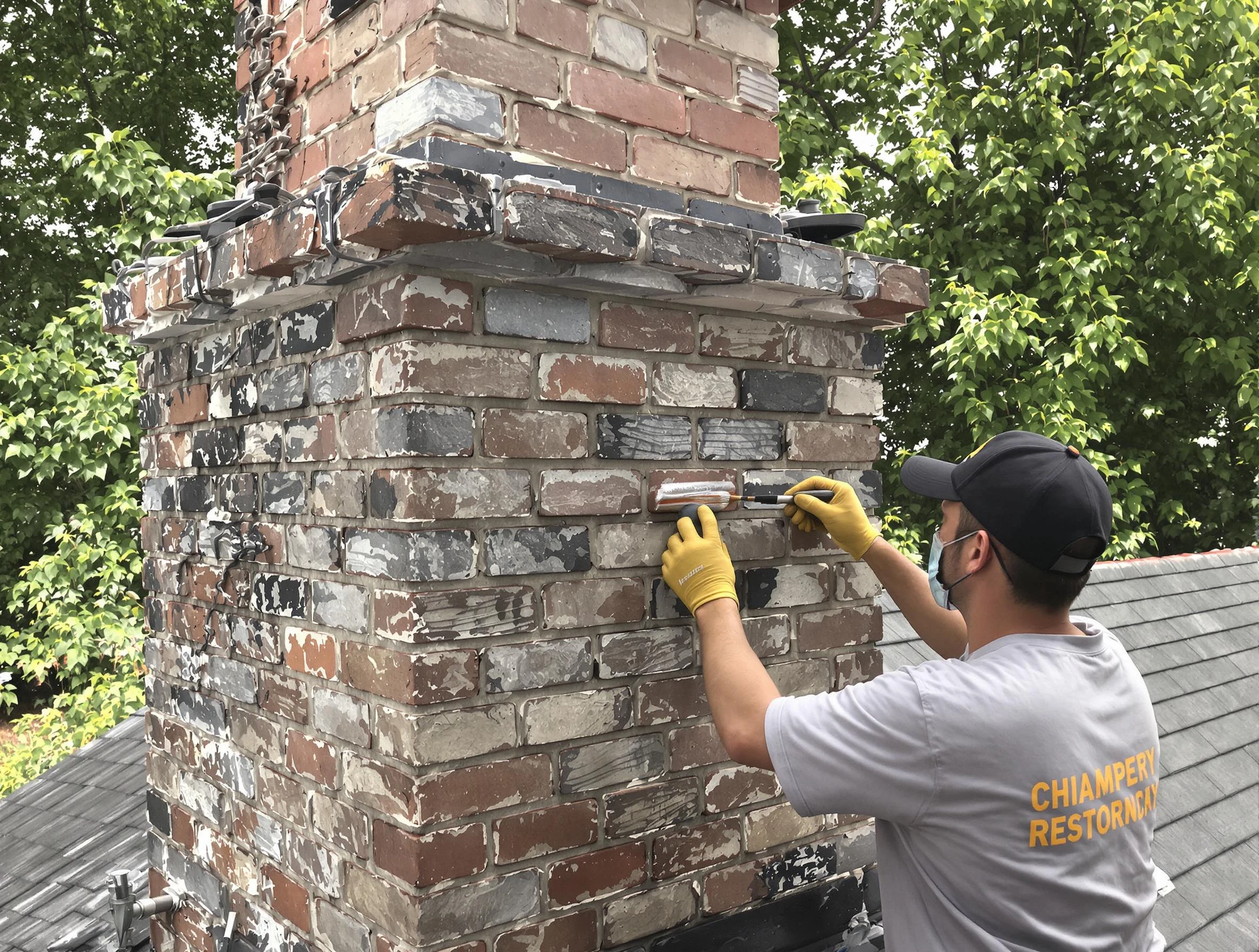 In-progress chimney restoration by Castle Rock Chimney Sweep in Castle Rock, CO
