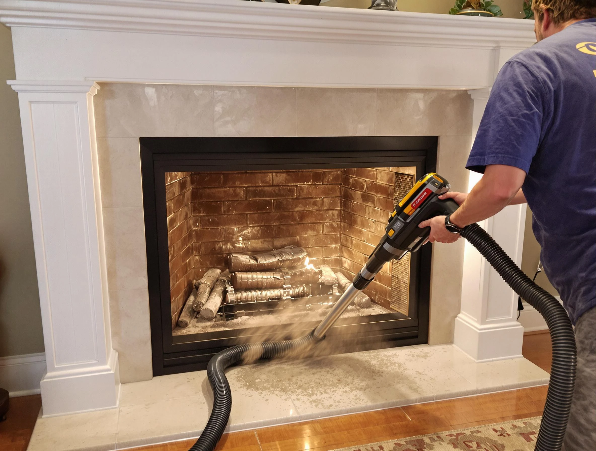 Fireplace cleaning performed by Castle Rock Chimney Sweep in Castle Rock, CO