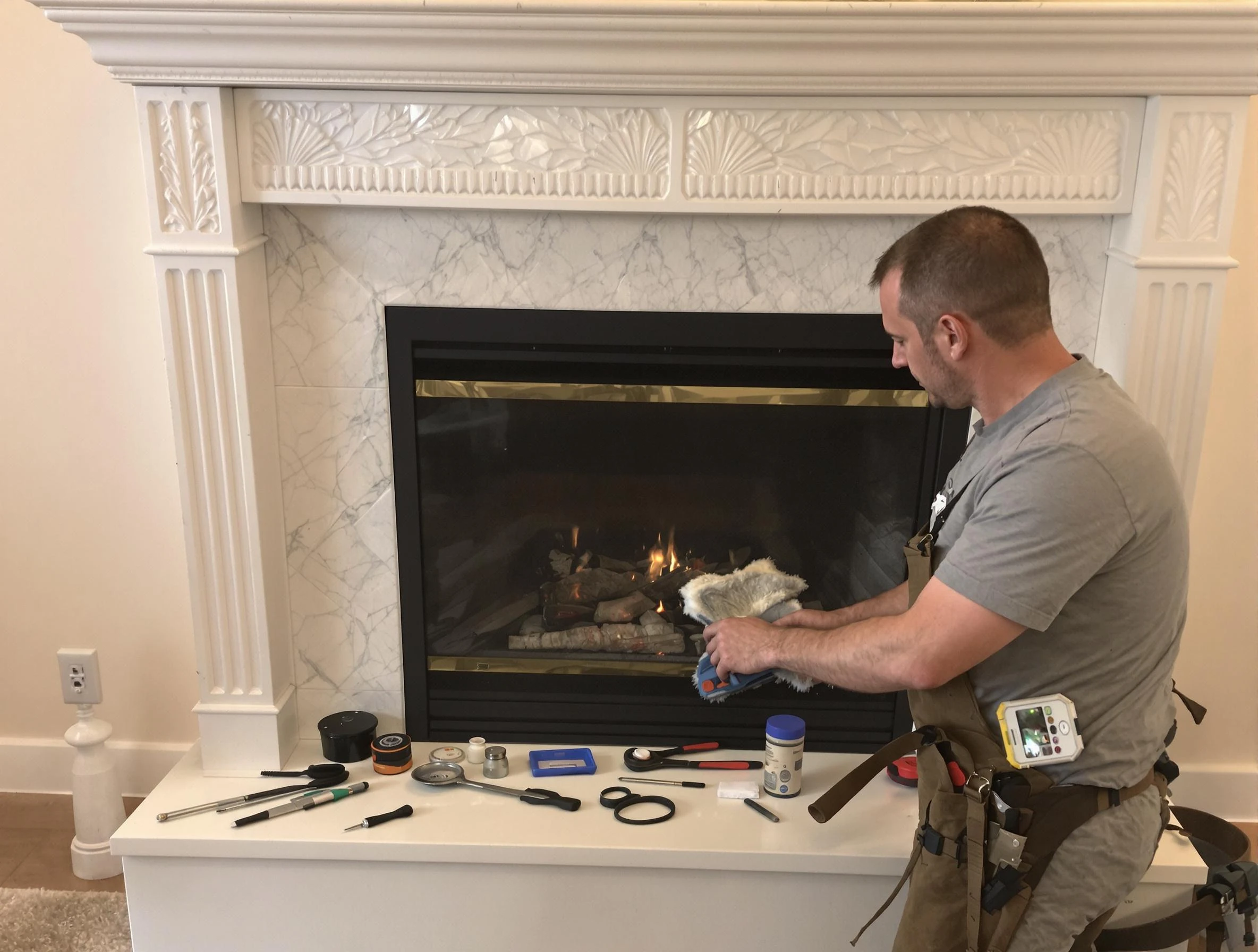 Castle Rock Chimney Sweep performing fireplace maintenance in Castle Rock, CO