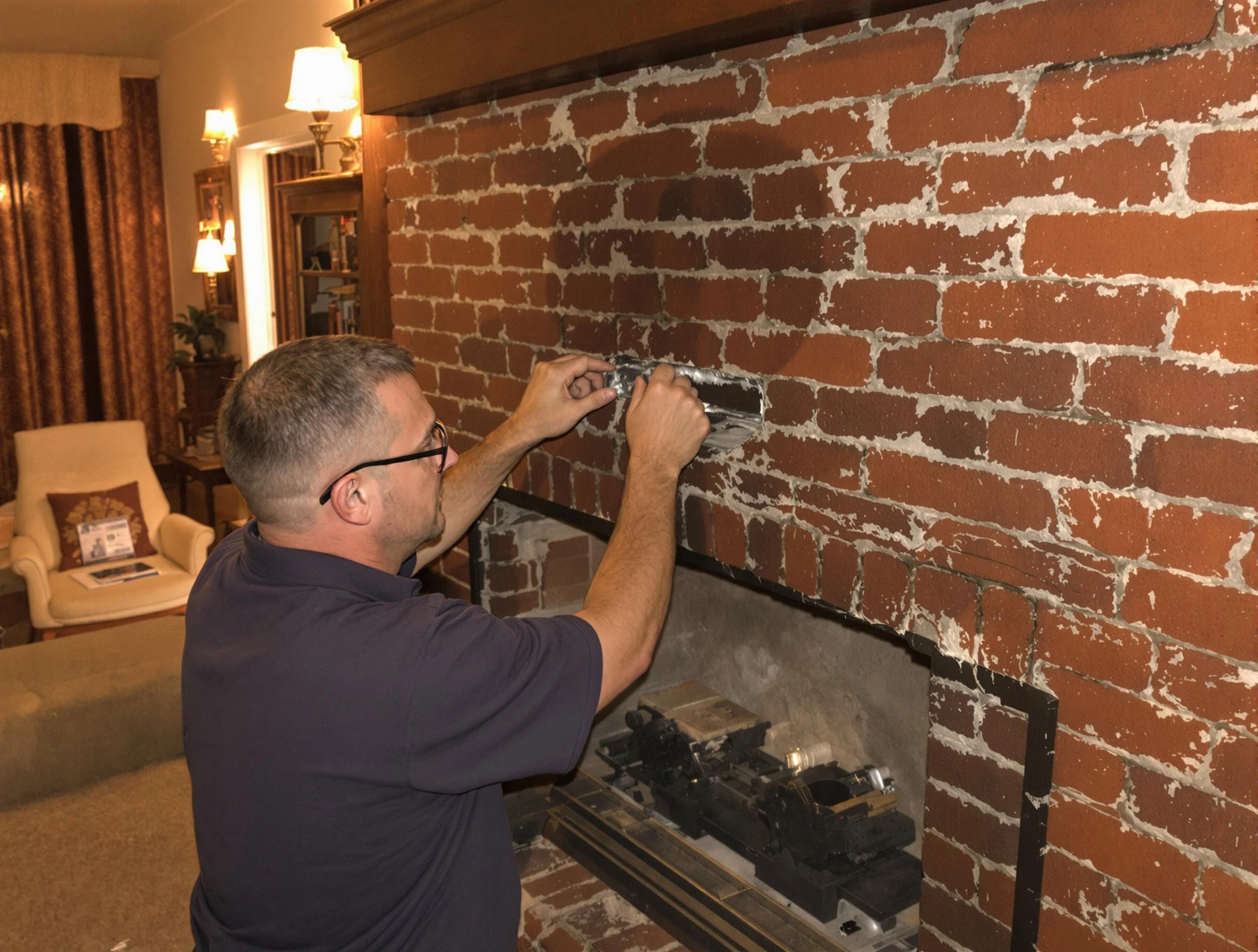 Castle Rock Chimney Sweep expert fixing a fireplace in Castle Rock, CO